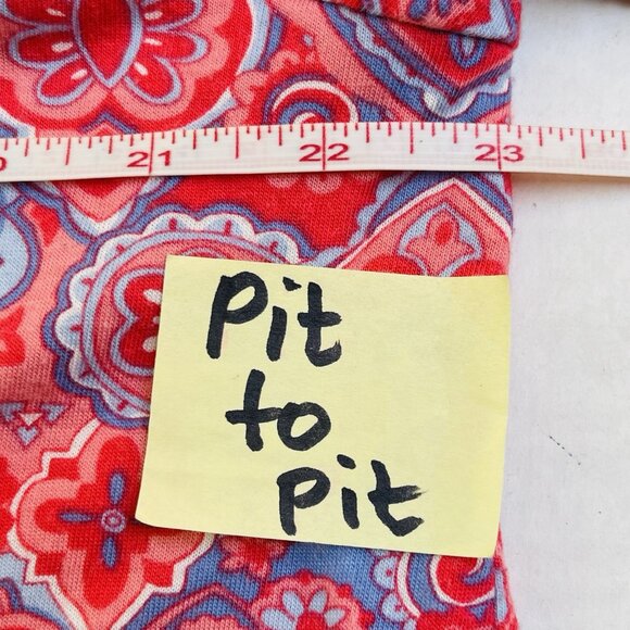 Talbots Blouse Womens 2X Pink Blue 3/4 Sleeve V Neck Pullover Cotton Floral Boho - Picture 6 of 8